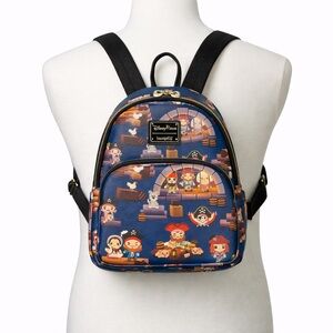 Loungefly Black Mini Backpack with Colorful Pirates of the Caribbean Print